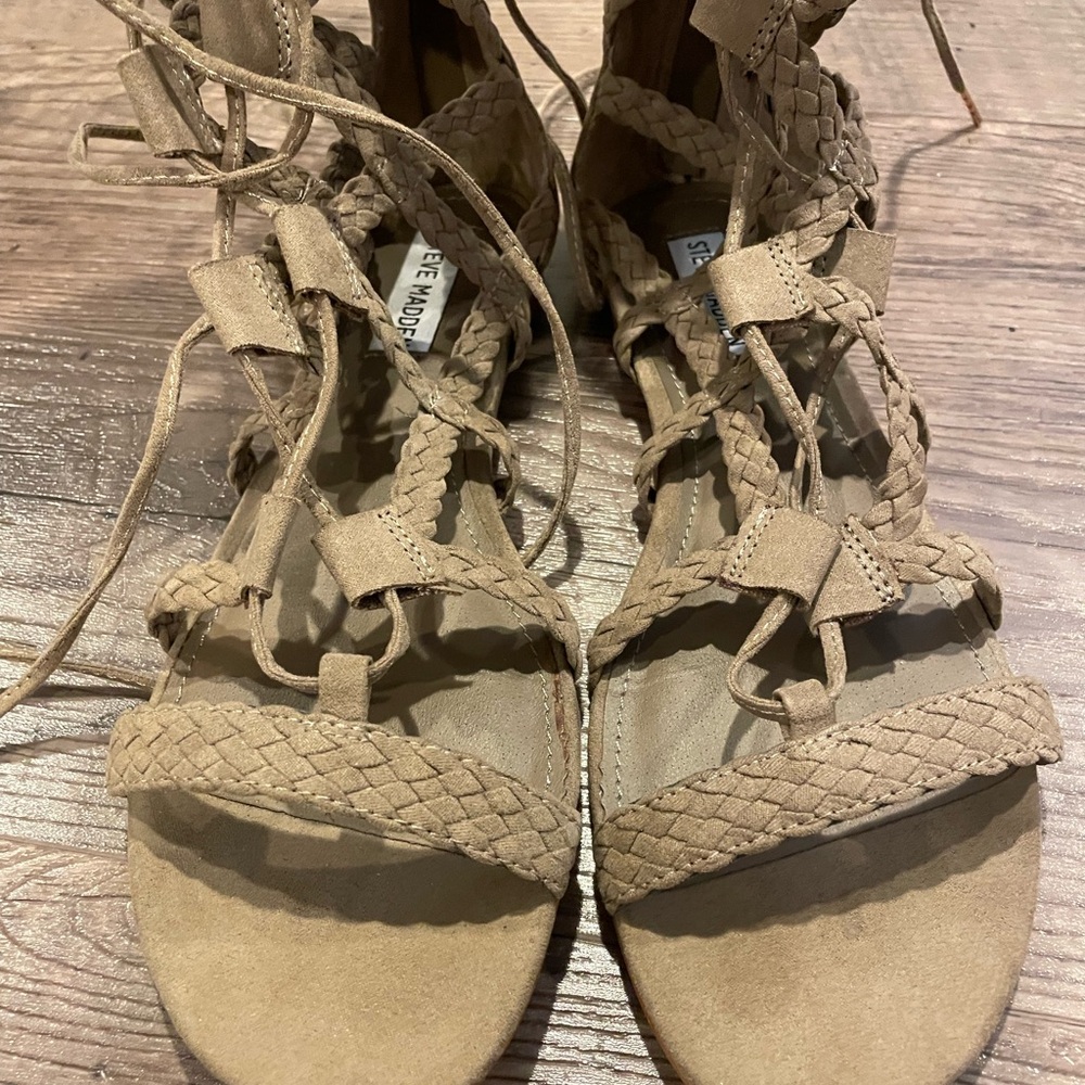 Steve Madden Tan Braided knee high Gladiator Sandals